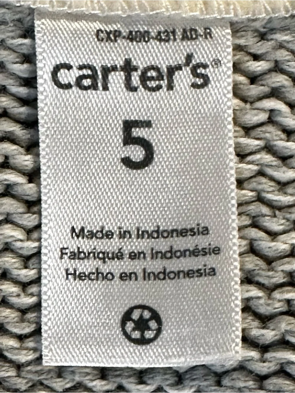 Carter’s Toddler Boy Gray Knit Mock Neck Sweater Sherpa Bear Size 5 Pullover